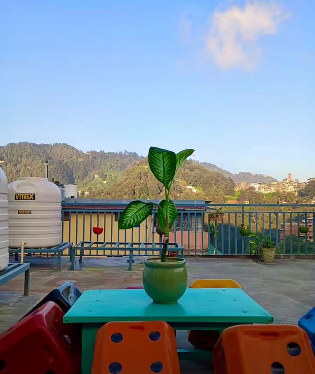 Cozy Family Room 204 for 4 Guests on Mall Road - Terrace with Landour Clock Tower & Mountain View